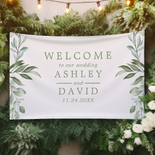 Rustikale Watercolor Greenerity Wedding Welcome Ba Banner