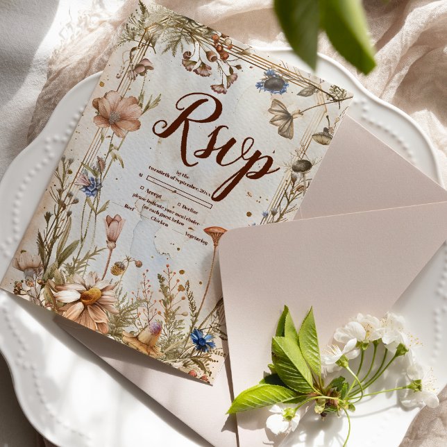 Rustikale Watercolor-Hochzeit RSVP Karte (Von Creator hochgeladen)