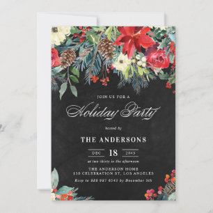 Rustikale Watercolor Poinsettia Garland Feiertage  Einladung