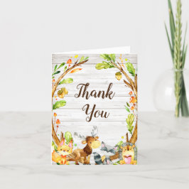 Rustikale Watercolor Woodland Animals Kinderdusche Dankeskarte