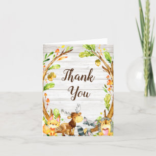 Rustikale Watercolor Woodland Animals Kinderdusche Dankeskarte