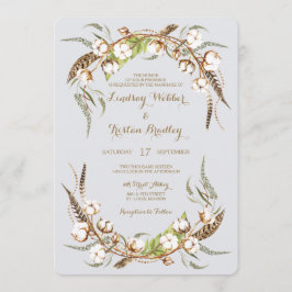 Rustikale Wattestäbchen Hochzeit Einladung