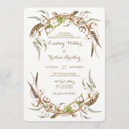 Rustikale Wattestäbchen Hochzeit Einladung
