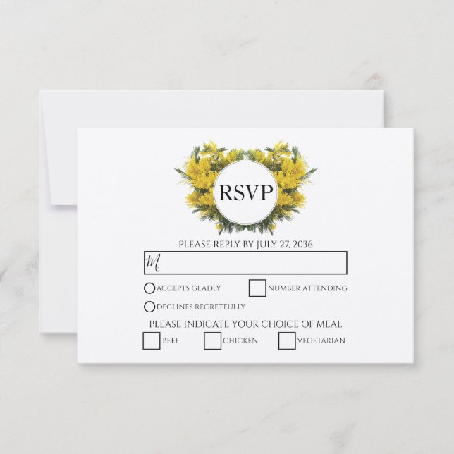 Rustikale Wattle Acacia Wedding RSVP Cards Karte (Vorderseite)