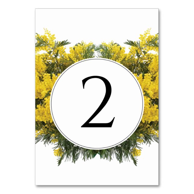 Rustikale Wattle Acacia Wedding Tischnummer (Vorderseite)