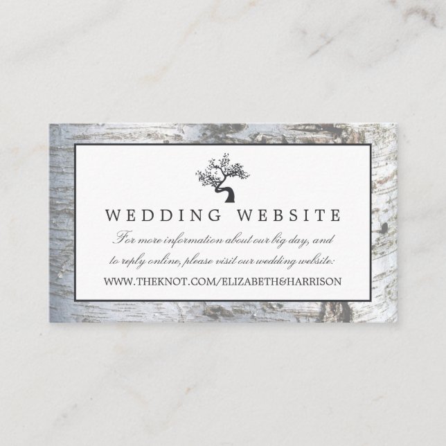 Rustikale Website zum Hochzeitstil von Silberbäume Begleitkarte (Vorderseite)