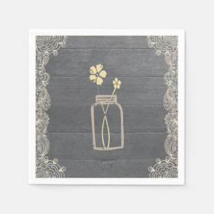 Rustikale Weckglas-und Spitze-Papierservietten Serviette