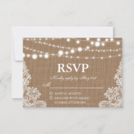 Rustikale Wedding Burlap String Lights Lace RSVP K Karte