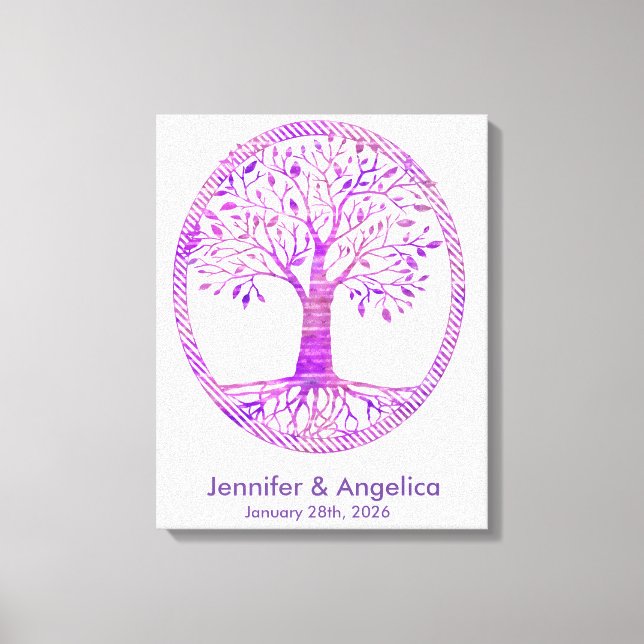 Rustikale Wedding Fingerprint Tree Canvas Print Leinwanddruck (Vorderseite)