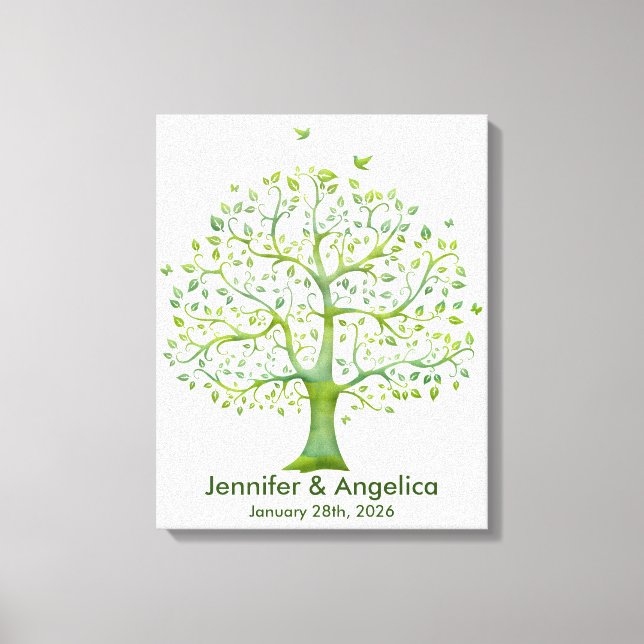 Rustikale Wedding Fingerprint Tree Canvas Print Leinwanddruck (Vorderseite)