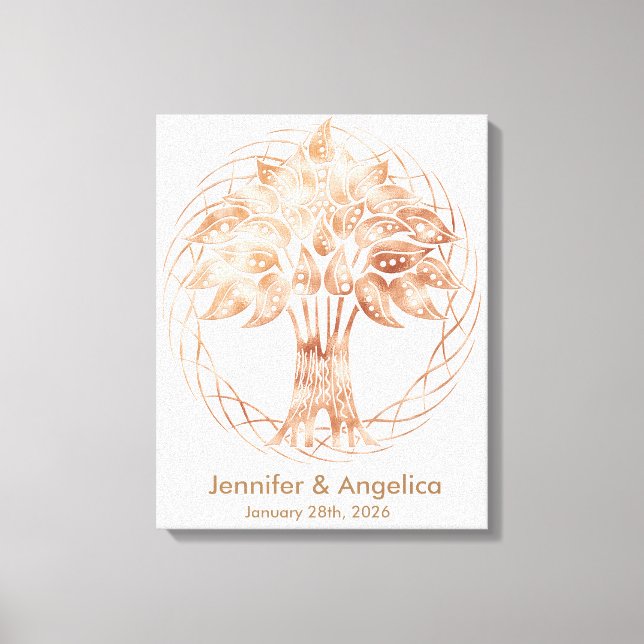 Rustikale Wedding Fingerprint Tree Canvas Print Leinwanddruck (Vorderseite)