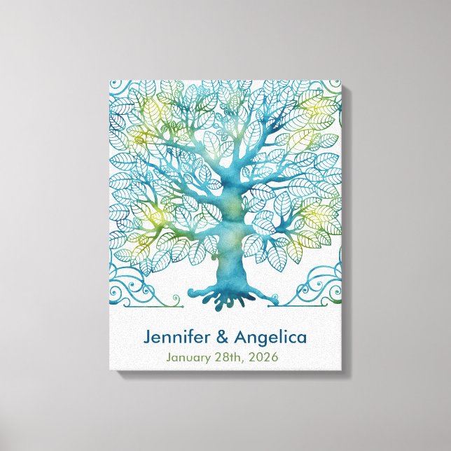 Rustikale Wedding Fingerprint Tree Canvas Print Leinwanddruck (Vorderseite)