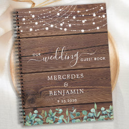 Rustikale Wedding Guest Book Greenery String Light Notizbuch
