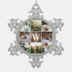 Rustikale Wedding Instagram Schneeflocken Zinn-Ornament
