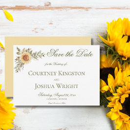 Rustikale weiche Sonnenblumen Gelbe Hochzeit Save The Date
