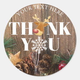 Rustikale Weihnachten Danke an Dee und Snowflake Runder Aufkleber
