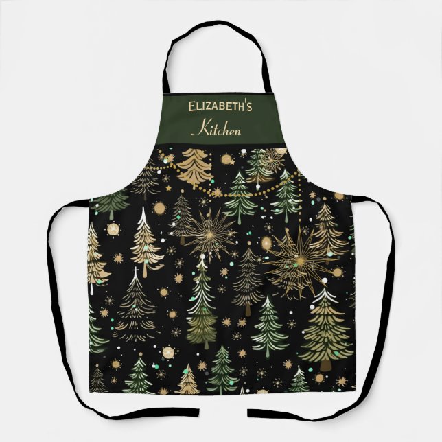 Rustikale Weihnachten Evergreen Trees Green und Go Schürze (Vorderseite)