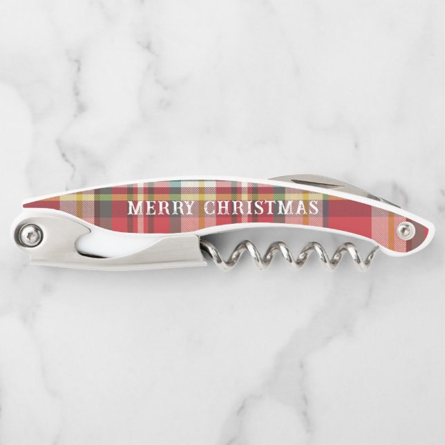 Rustikale Weihnachten Kariert Moderner Roter Karo Kellnermesser (Vorderseite)