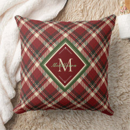 Rustikale Weihnachten Kariert Red Monogram Name Ho Kissen