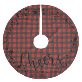 Rustikale Weihnachten, Karierter Roter Karo, Polyester Weihnachtsbaumdecke