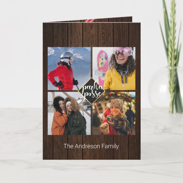 Rustikale Weihnachten 🎄 Parka Posse Barn Wood Car Karte (Vorderseite)