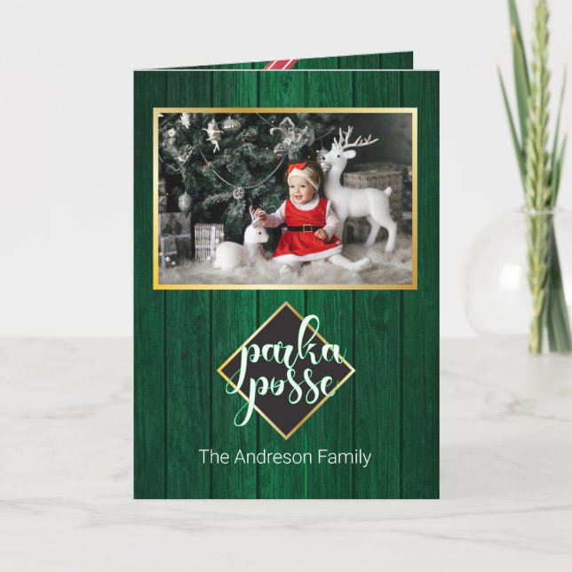 Rustikale Weihnachten 🎄 Parka Posse Barn Wood Car Karte (Vorderseite)