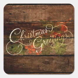 Rustikale Weihnachten Quadratischer Aufkleber