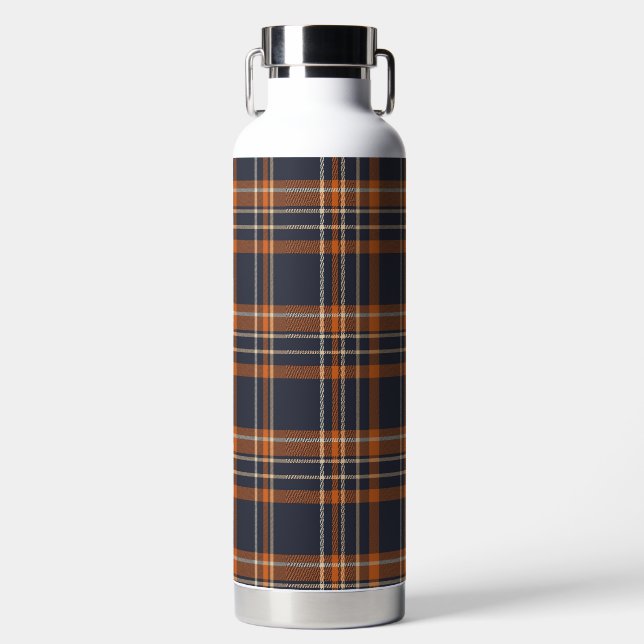 Rustikale Weihnachten/Winter kariert Trinkflasche (Vorderseite)