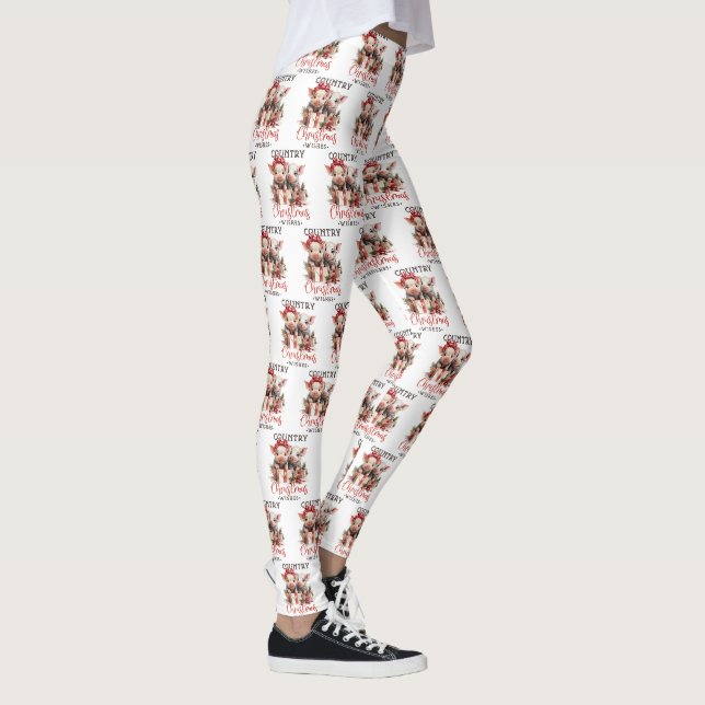 Rustikale Weihnachten wünscht Niedliches Schwein Leggings (Rechts)