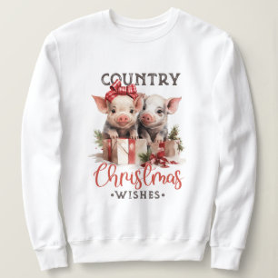 Rustikale Weihnachten wünscht Niedliches Schwein Sweatshirt