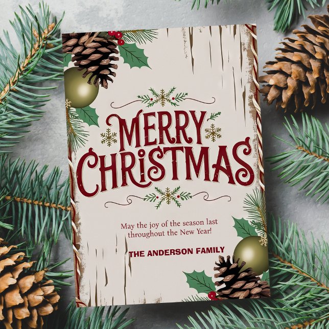 Rustikale Weihnachts-Blumenkarte Einladung (Rustic Merry Christmas Floral Holiday Card)