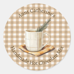 Rustikale Weihnachts-Hot-Chocolate-Mischung Braun Runder Aufkleber