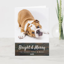 Rustikale Weihnachts-Hunde-Foto-Urlaubskarte aus d