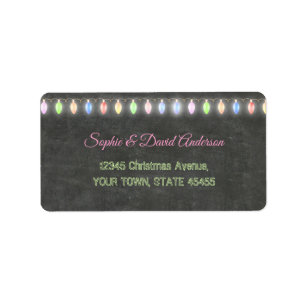Rustikale Weihnachts Potluck Chalkboard String Lig Adressaufkleber