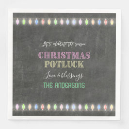 Rustikale Weihnachts Potluck Chalkboard String Lig Serviette