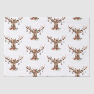 Rustikale Weihnachts-Rentier-Geweih-Ornamente Seidenpapier