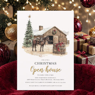 Rustikale Weihnachts-Scheune-Pferd-Open-House-Einl Einladung