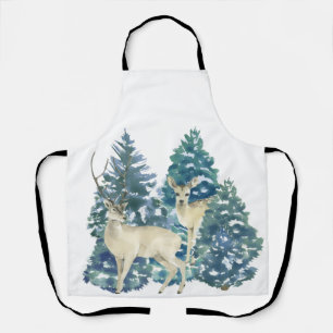 Rustikale Weihnachts-Schneewald-Hirsch-Dekoration Schürze