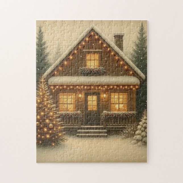 Rustikale Weihnachts-/Winterhütte (Vertikal)