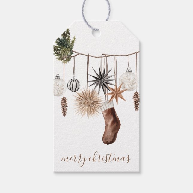 Rustikale Weihnachtsanhänger-Geschenkkarte Geschenkanhänger (Vorderseite)