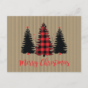 Rustikale Weihnachtsbaum-Trio im Farmhouse-Stil Postkarte