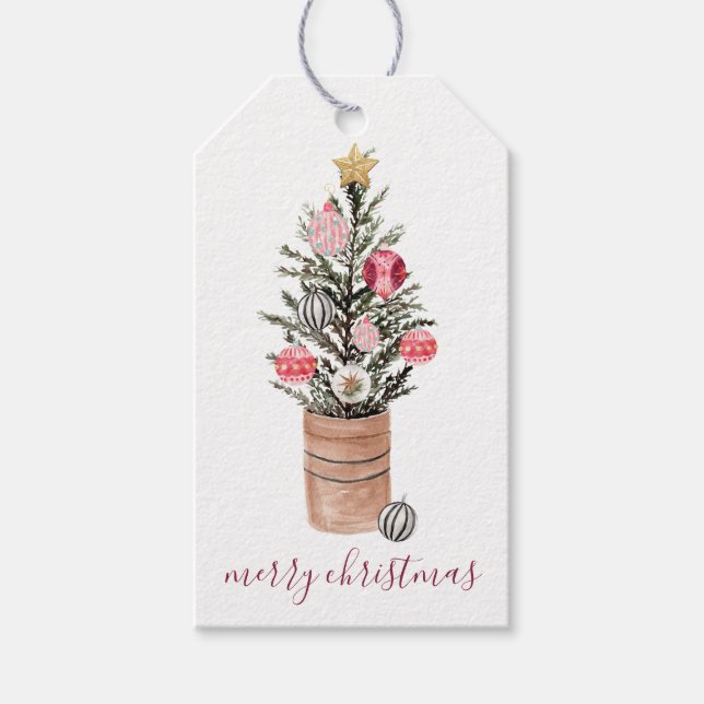 Rustikale Weihnachtsbaume und -dekorationen - Gesc Geschenkanhänger (Vorderseite)
