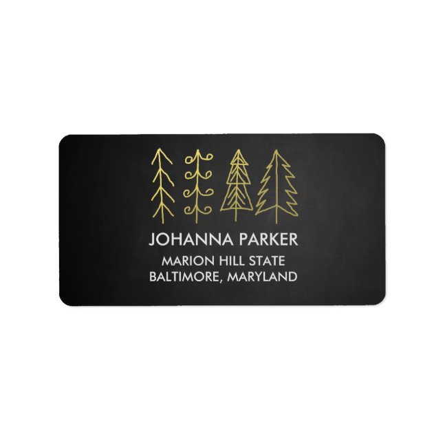 Rustikale Weihnachtsbaumen aus Chalkboard Adressaufkleber (Vorne)