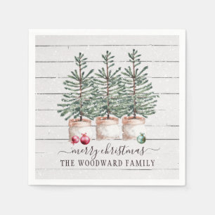 Rustikale Weihnachtsbaumen Familienname Serviette