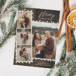 Rustikale Weihnachtsbeleuchtung 4 FotoCollage Feiertagskarte<br><div class="desc">Eine rustikale Weihnachtsbeleuchtung 4 Foto Collage Holiday Card mit Holzhintergrund und Skript Gruß. Klicken Sie auf die Schaltfläche Personalisieren,  um dieses Design mit Ihren Fotos und Details anzupassen.</div>