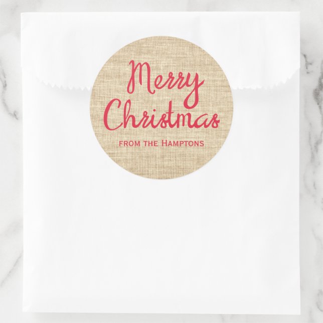 Rustikale Weihnachtsbrille aus dem Namensschild Runder Aufkleber (Tasche)