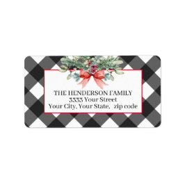 Rustikale Weihnachtsbüffel Karierte Rücksendeadres Adressaufkleber