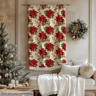 Rustikale Weihnachtsdecke Rot & Weiß Floral Charm Fleecedecke