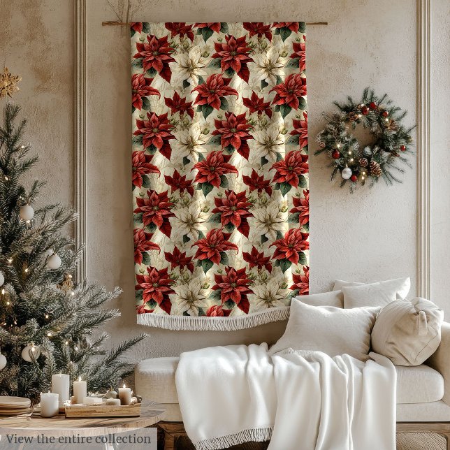 Rustikale Weihnachtsdecke Wasserfarbe Weihnachtsbl Fleecedecke (Rustic Holiday Throw Watercolor Christmas Flowers)