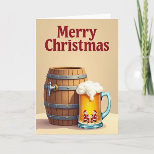 Rustikale Weihnachtsfass-Karte Karte